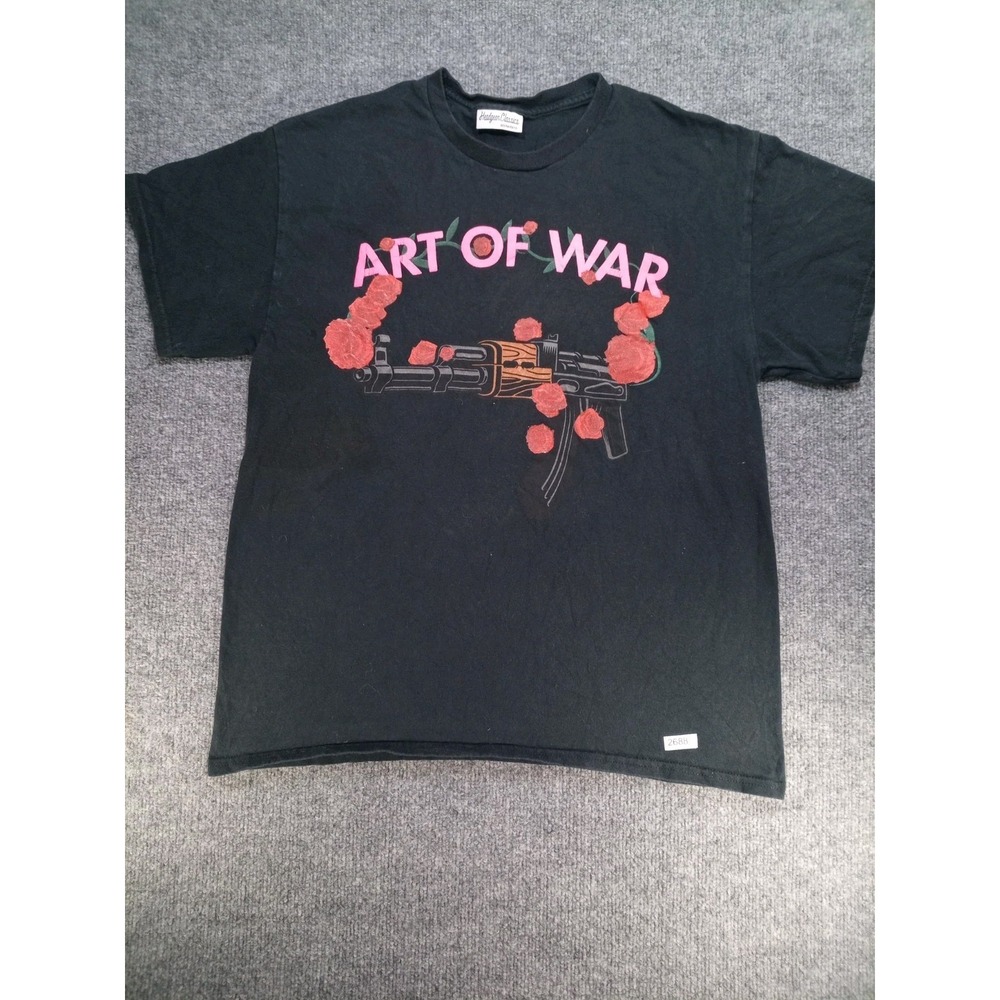 Headgear Classics Art of War T-Shirt Men's Large Black Graphic Tee Roses Gun